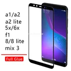 Чехол на Ksiomi A1 A2 Lite Mix 3 8 Lite 6x 5x, чехол с полным клеем, закаленное стекло для Xiaomi My Pocophone F1 A F 1 2 Mix3 8 lite