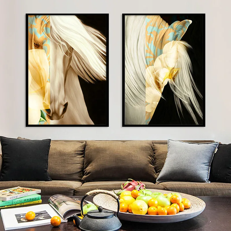 Красивый декор с изображением лошади абстрактная картина маслом белой комнатная