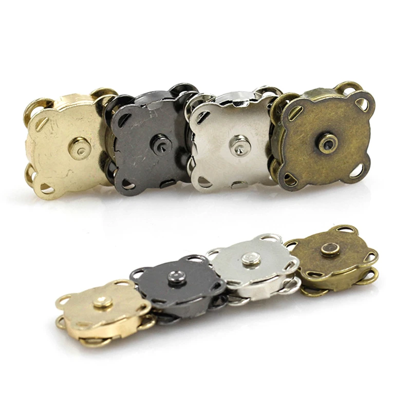 10-Pack Magnetic Purse Quincunx Snaps | Clasp Closure Wallet Bags Handbag Buckle Accessories - 14/18mm - Silver/Bronze image 2