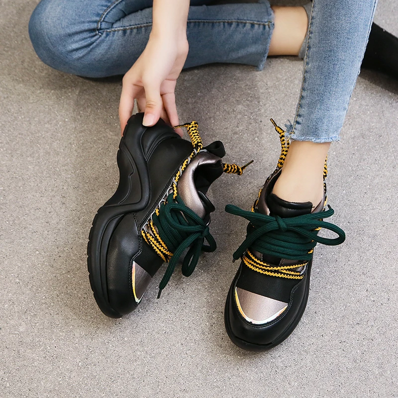 Rimocy/Модная женская дизайнерская обувь сезон осень Новинка черные кроссовки