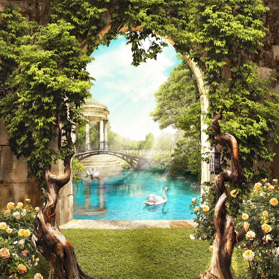 

Garden Archway Swan Lake Landscape Photography Backgrounds Portrait Baby Child Photographic Backdrops For Home Photo Studio