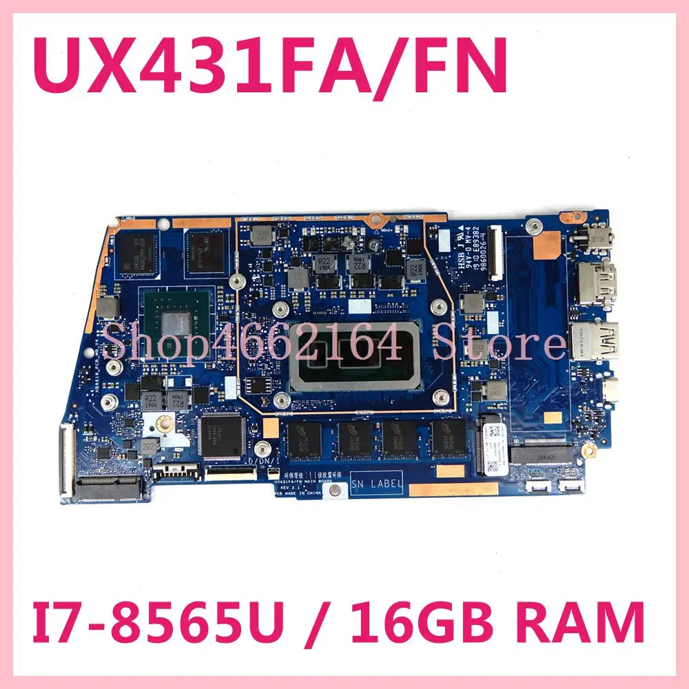 

Материнская плата для ноутбука UX431FA/FN I3-8145U GM для ASUS ZenBook-14 UX431FA UX431FN UX431F, оригинальная материнская плата 4GB-RAM