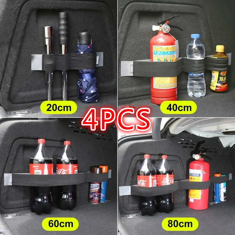 

1pc/4pcs Car Trunk Storage Device Hook And Loop Strong Adhesion Fixed Straps Solid Color Baggage Debris Anti-drop Magic Stickers
