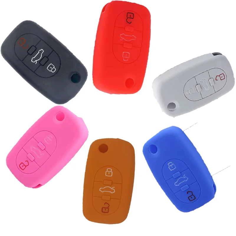 

For Audi A4 S4 RS4 A2 A3 S3 A6 S6 A8 S8 TT Silicone Car 3 Buttons Key Cover Case Shell