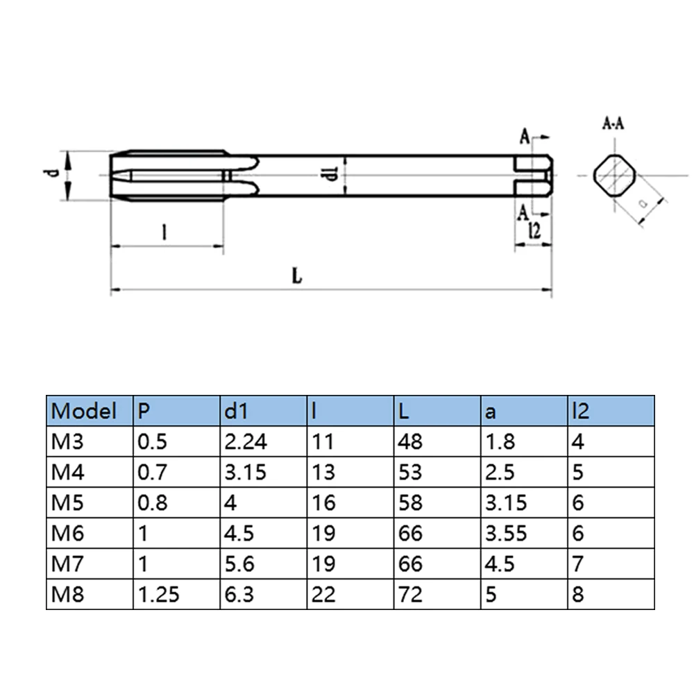 1PC Titanium Hand Tap Tapping Screw Thread Metric Plugs Taps Straight Flute Mechanical Wood Metal Milling Cutters M3 M4 M5 M6 M8 |