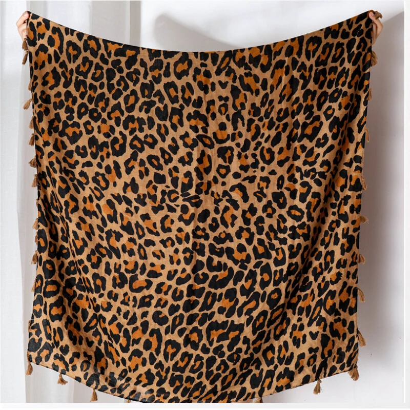 Модный новый женский шарф летние шали и палантины хиджаб с леопардовым принтом