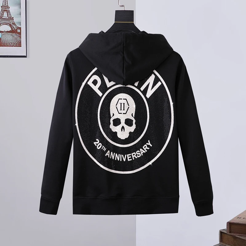 

2020 sweater men's plein skull hot drilling autumn and winter pp fashion trend cardigan hooded non-iron top cotton new