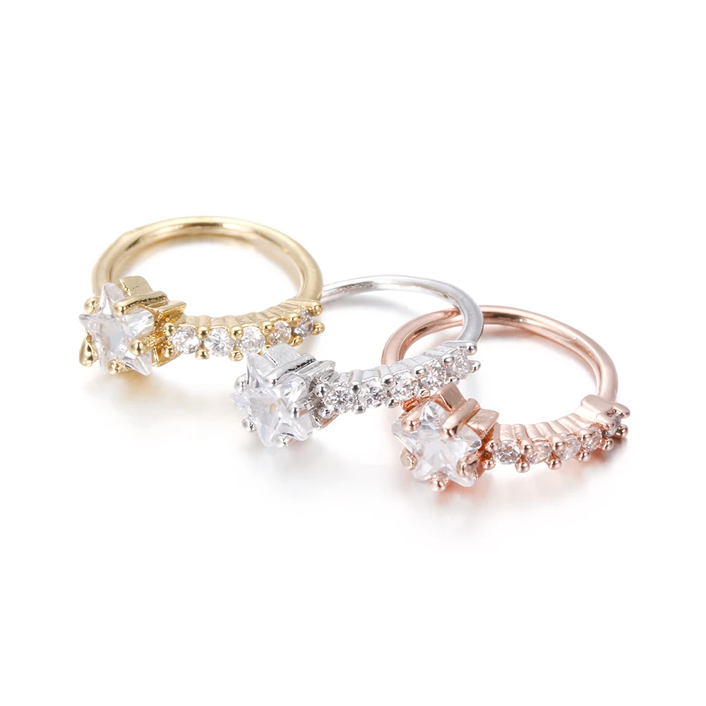 1 шт. золотой крест Луна звезда цветок CZ ушной хрящ нержавеющая сталь пирсинг