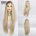 Длинные светлые прямые синтетические парики фронта шнурка Многослойные парики шнурка высокой плотности для женщин парики косплея термостойкие волоконные парики