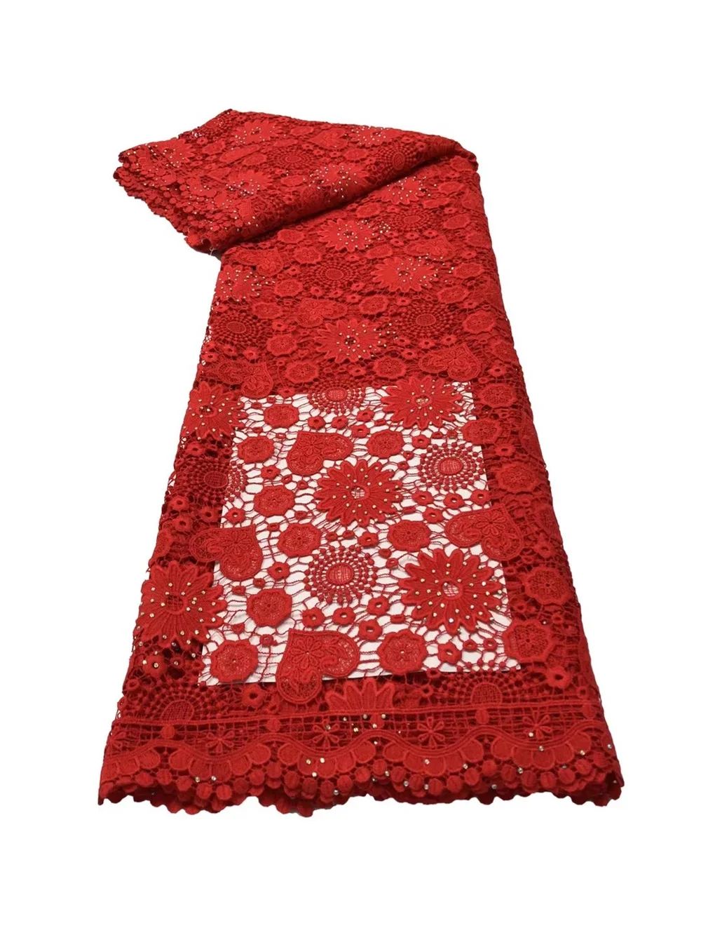 

XIYA French Stones Tulle Lace Fabric Embroidery Nigerian Milk Silk Lace Fabrics 5 Yards African Lace Fabric For Wedding NI5003
