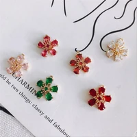 2pcslot new cz crystal flower charms connectors for diy necklace earrings pendant jewelry making gold color plated accessories