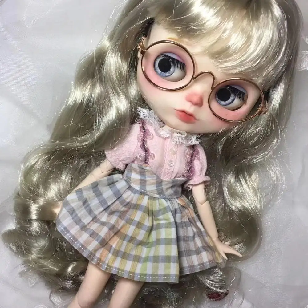 

Кукла neo Blyth NBL 1/6 BJD, кукла с большими глазами, шарнирная кукла с длинным кудрявым коротким париком и матовым лицом