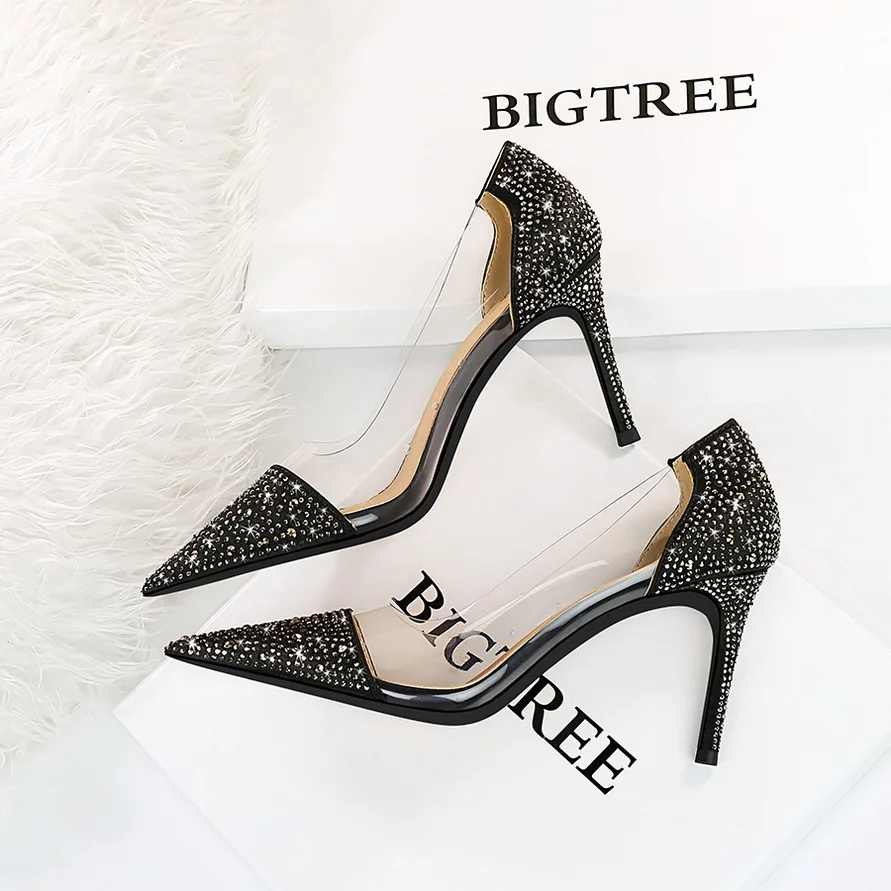 

Туфли-лодочки BIGTREE женские, высокий каблук-шпилька, заостренный носок, без застежки, пикантные, свадебная обувь