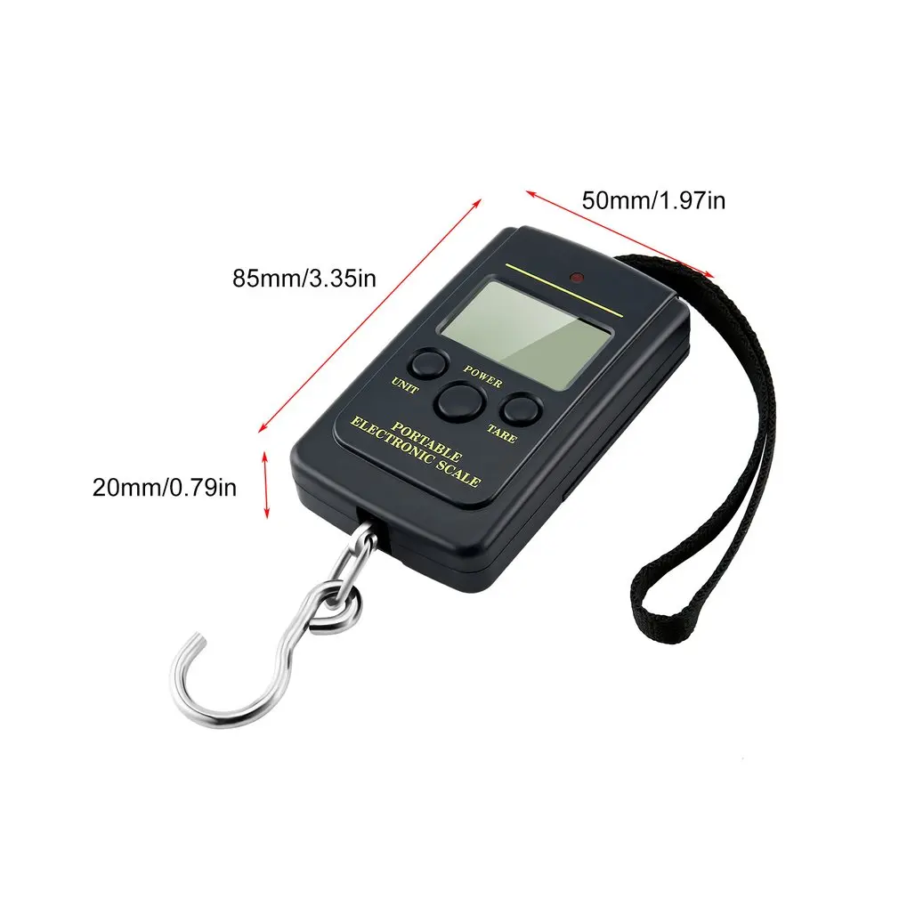

Load 40Kg Pockets Digital Fishing Scale Protable Electronic Hanging Luggage Weighting Multi Used Balance Weight Steelyard Black