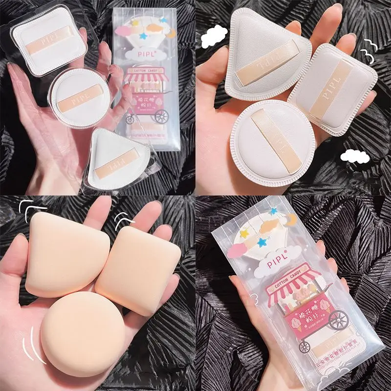 

3PCS Triangle Air Velvet Powder Puff Flours Mini Face Makeup Sponge Cosmetics Soft Cotton Face Powder Puff Washable Lightweight