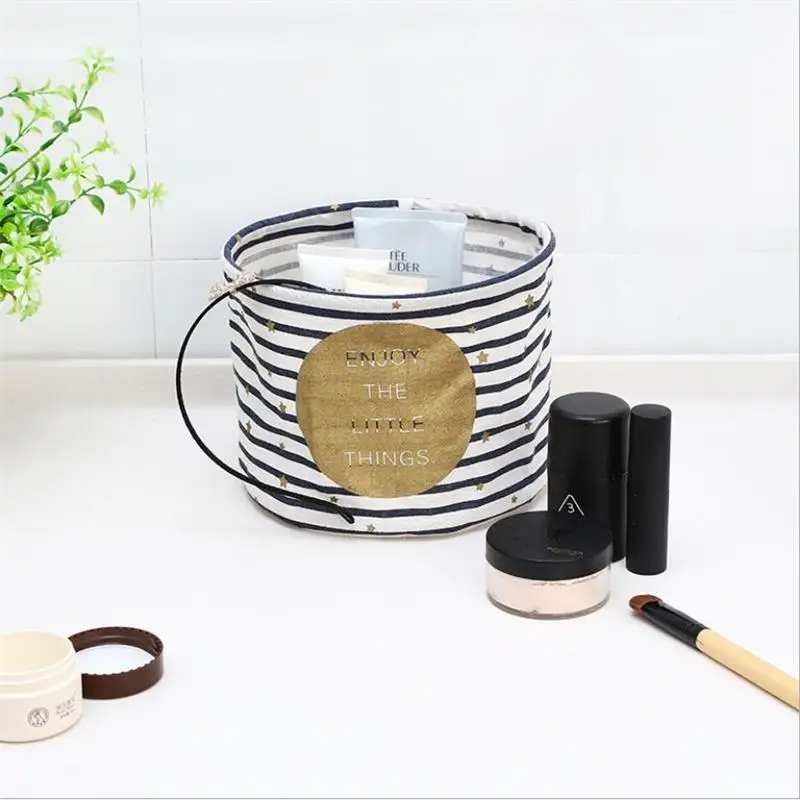 Круглая настольная корзина для хранения мусора из хлопка и льна VIERUODIS спальни