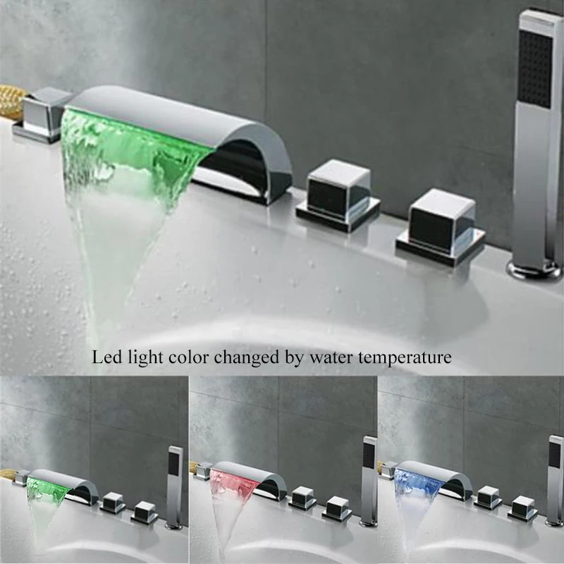 Ulgksd светодиодный кран с водопадом 5 шт. для ванны масло втирают бронзовый