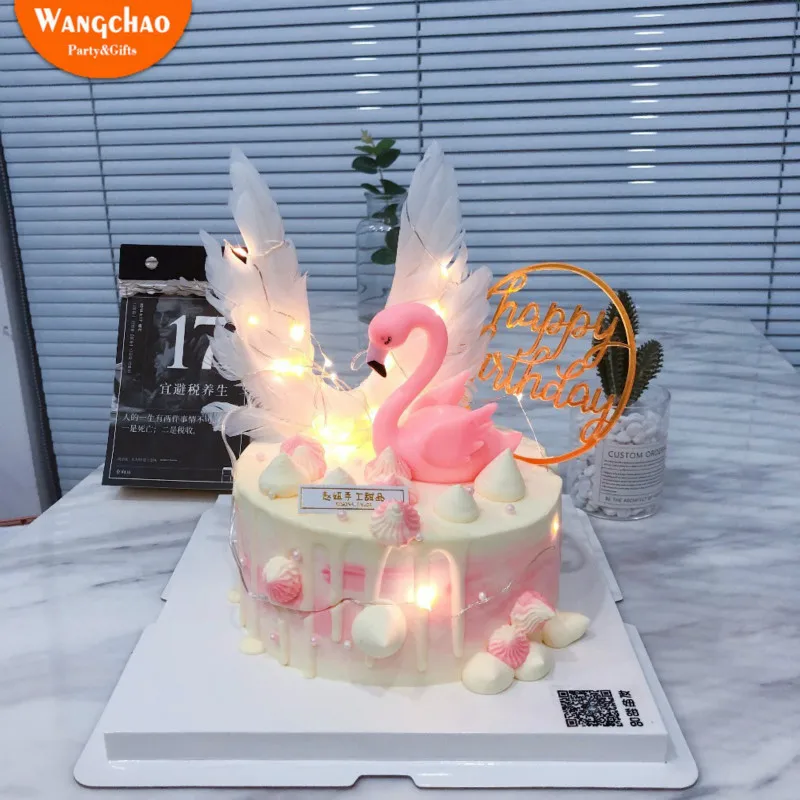 Каваи перо Торт Топпер Крыло ангела Топпер для торта «С Днем Рождения» Baby Shower Дети Свадьба и помолвка товары для украшения торта