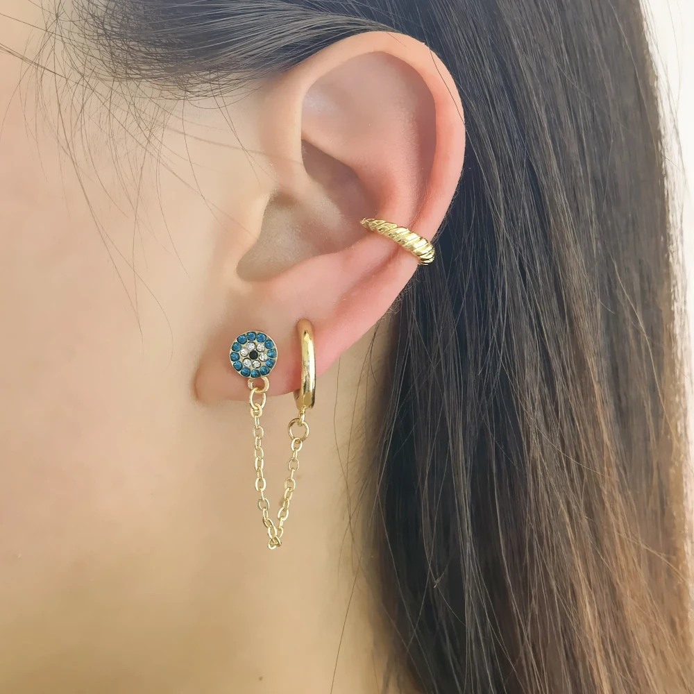 New Fashion Crystal Metal Ear Cuff Set for Women Boho Trendy Cuff Statement Rhinestone Clip Earrings Earcuffs Jewelry Wholesale images - 6