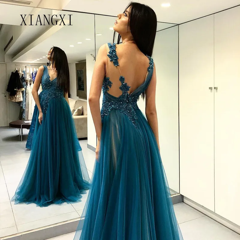 Vestido de festa темно зеленые вечерние платья длинное ТРАПЕЦИЕВИДНОЕ вечернее платье с