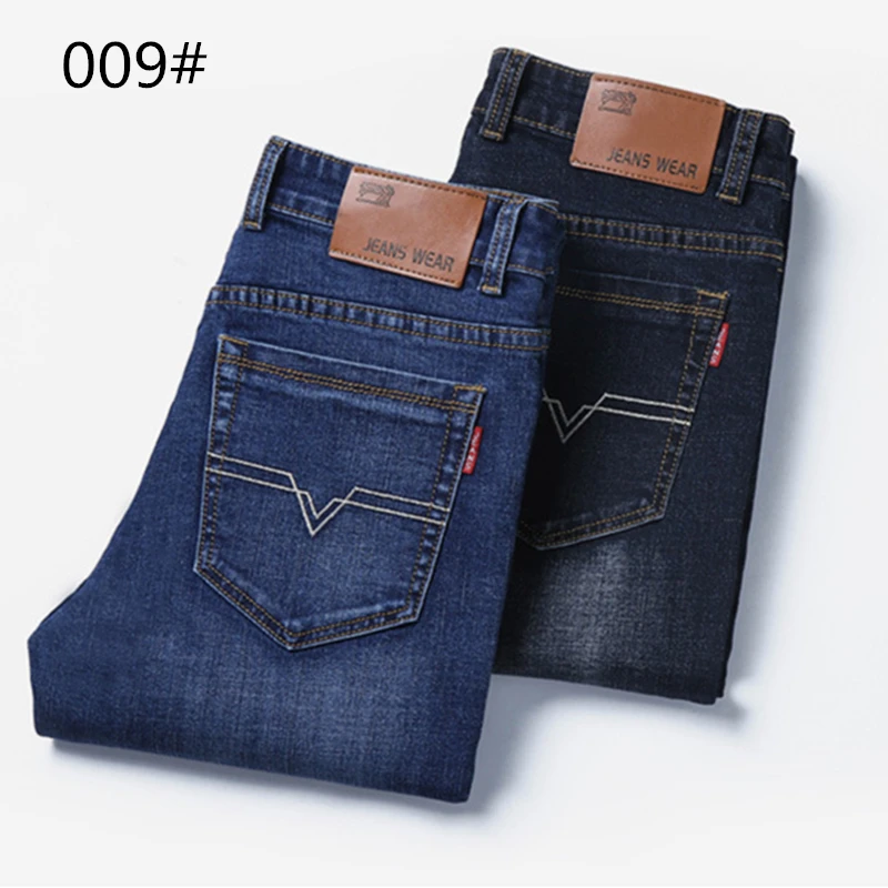 Men's High Waist Oversize Denim Long Pants Casual Straight Loose Elastic Cotton Jeans Spring Autumn Fashion Man Work Trousers