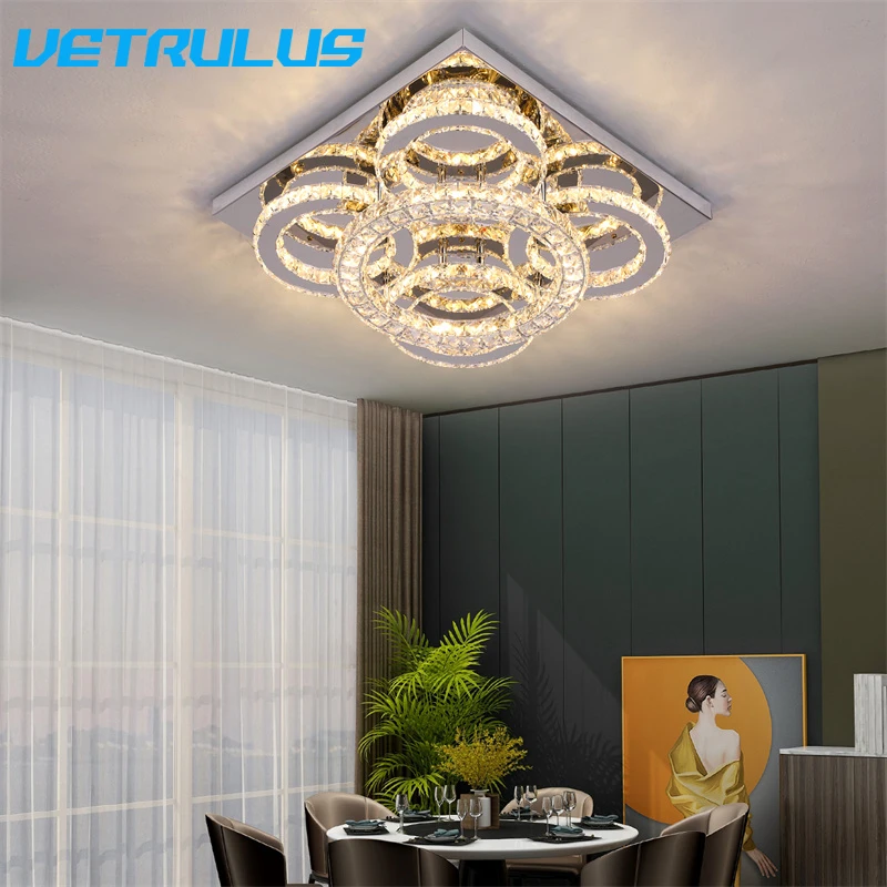 Luxury Crystal Led Ceiling Light Chandelier Modern Smart Lamp Living Room Luminaire Nordic Decorat  Indoor Dining Room Fixture