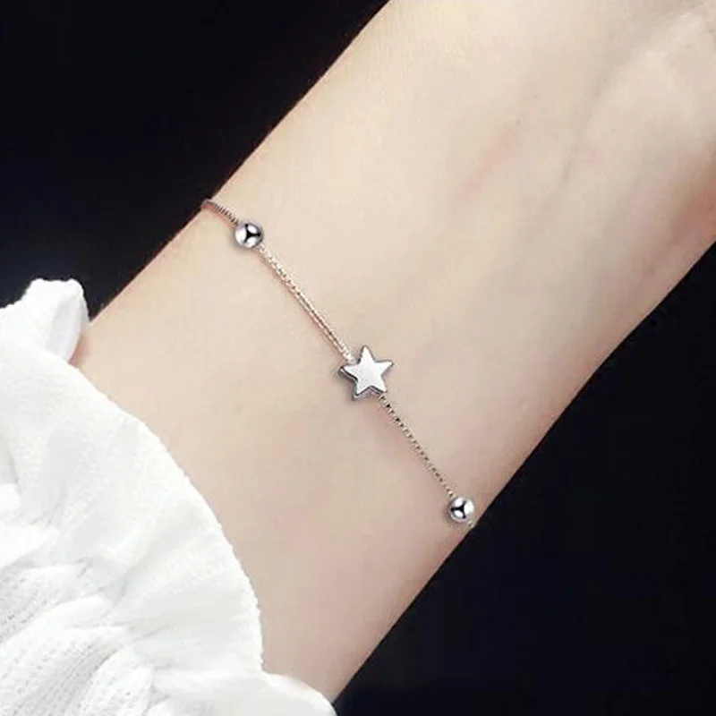 Тонкий штампованный посеребренный милые цепочки браслет для женщин девушки друг