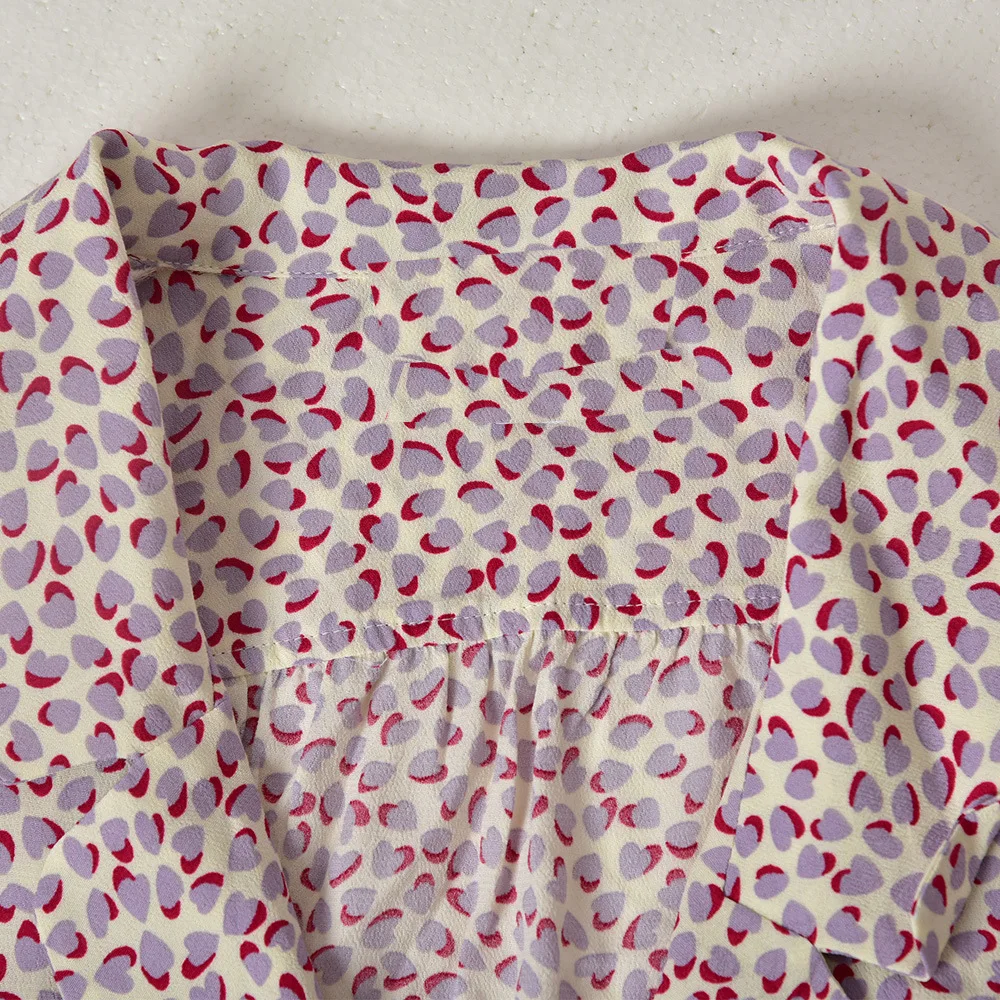 

2020 Early Spring Women V-neck Mini Dress Floral Print Puff Sleeve Lady Short Dresses With Sashes Prairie Chic