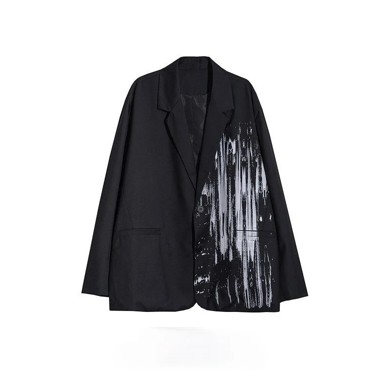 

Summer Painting Printing Casual Suit Men's and Women's Same Style Baggy Coat Male Students Korean Style Trendy Mens Blzer Jacket