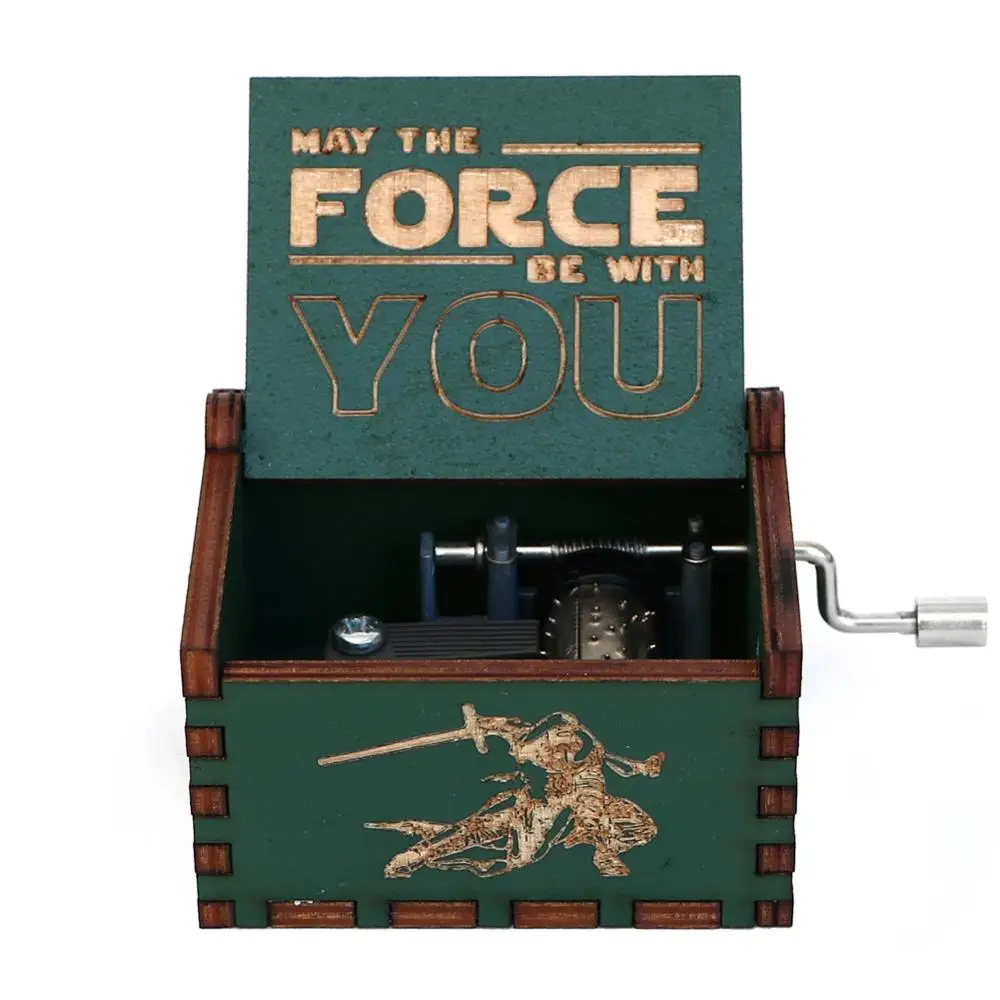 Антикварная деревянная резная музыкальная шкатулка ручной работы Черная