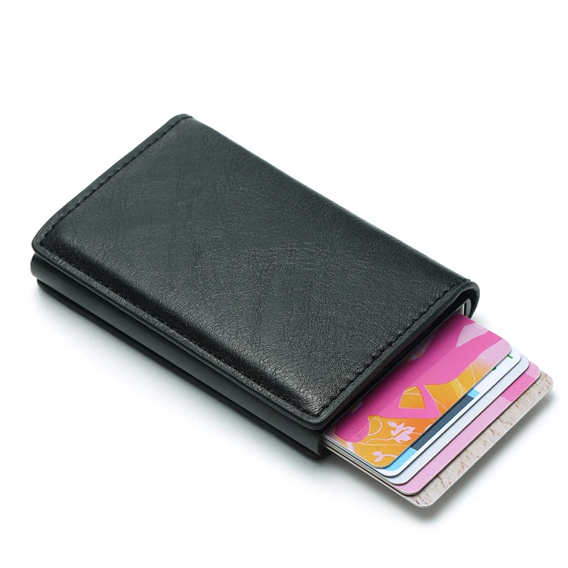 Rfid держатель для карт мужские кошельки сумка денег Мужской винтажный черный