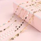 Цепочка со смайликом для украшений сделай сам, звеньевая цепь под золото со звездами, для цепочка для солнцезащитных очков, ожерелья, принадлежности для изготовления ювелирных изделий, 1 метр