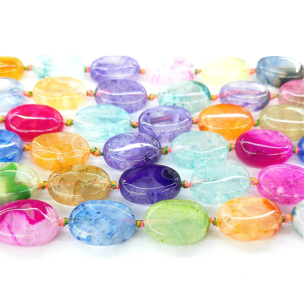 

Natural Stone Agates Veins Egg-shaped Piece Mixcolor Loose Beads Beaded Women Jewelry Making DIY Bracelet Necklace Accessories