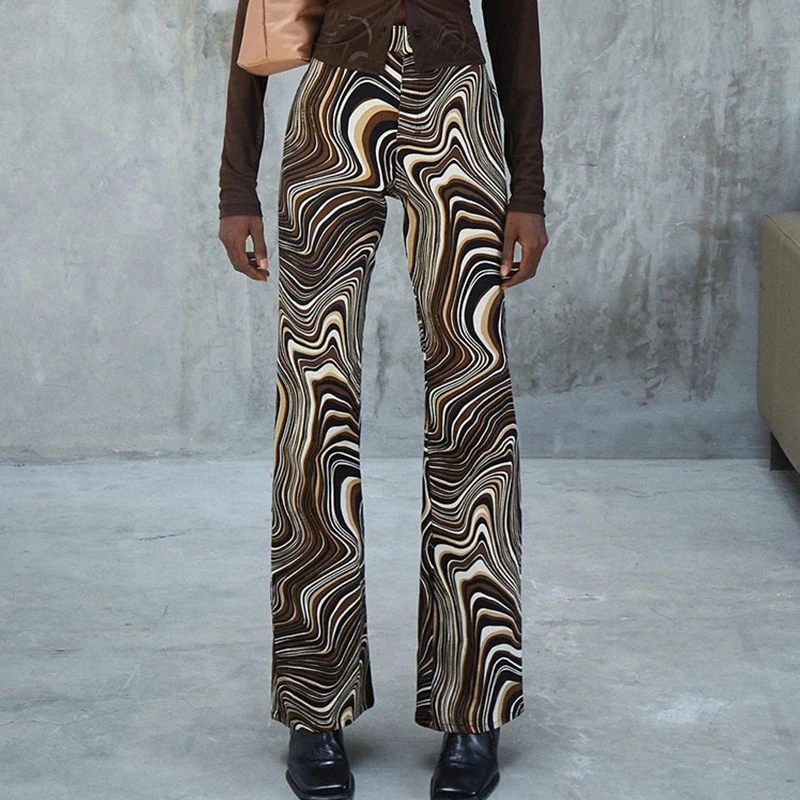

Vintage Zebra Print Wide-Leg Trousers Women Fashion Loose Casual Women's Trousers 2021 Autumn Simple Street Woman Pants Clothes