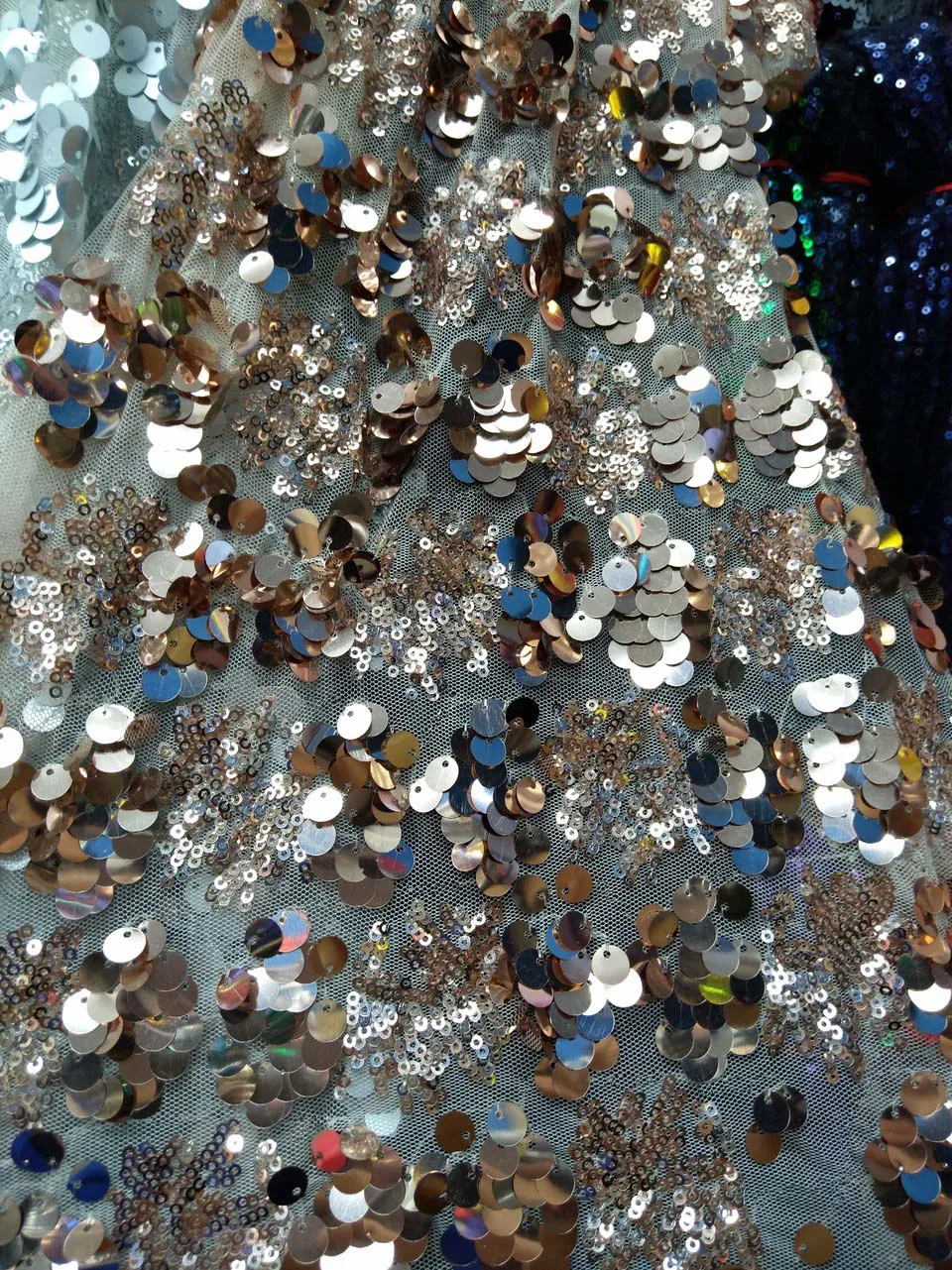 Золотая расшитая блестками африканская французская сетчатая кружевная ткань