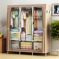simple cabinet storage wardrobe dust proof wardrobe steel frame reinforcement combination clothing closet bedroom organizer