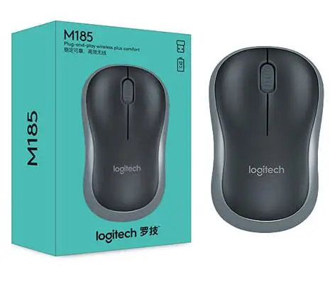Серый Оригинальная коробка, мышь logitech M185, 2,4G, беспроводная мышь для ноутбука, ПК, компьютера, Мыши с USB нано-приемником - Цвет: Серый