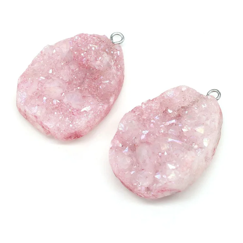 

Natural Stone Pendant Irregular Pink Agates Pendant Necklace for DIY Jewelry Best Birthday Gift Size 20x25-23x30mm