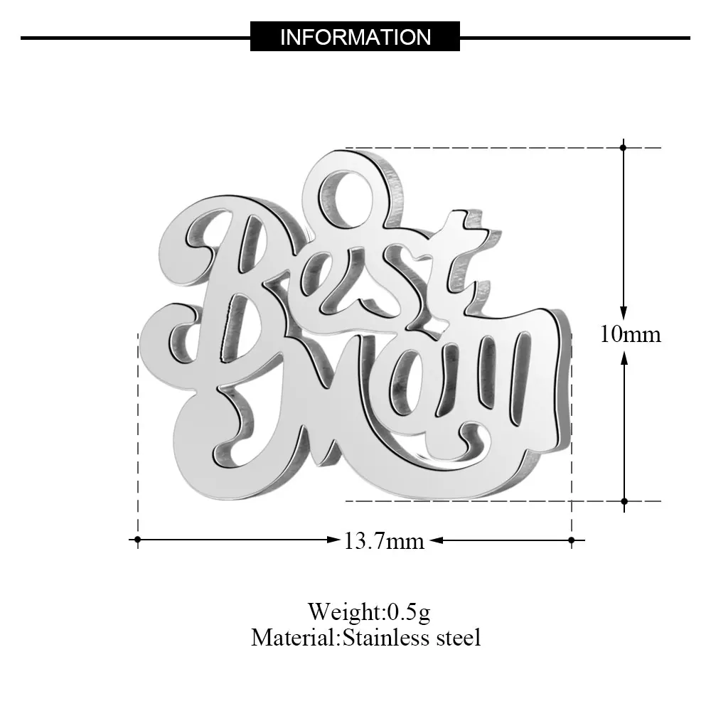 Wholesale DIY Jewelry Charms: 10 Mom-themed Stainless Steel Pendants for Mother's Day Crafting image 4