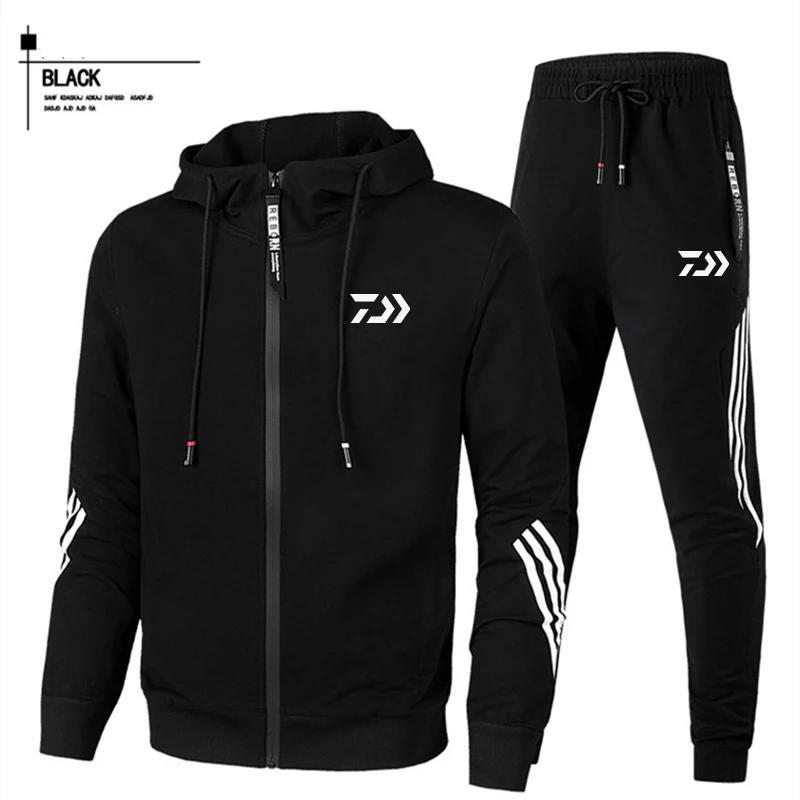 

2021 spring and autumn men's sportswear hooded sweatshirt drawstring sportswear casual two-piece striped sports suit