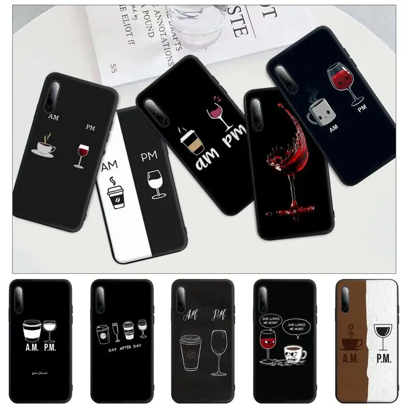 

Coffee Wine Cup Black Matte Mobile Phone Case For Honor 7A Pro 7C 10i 8A 8X 8S 8 9 10 20 Lite Cover