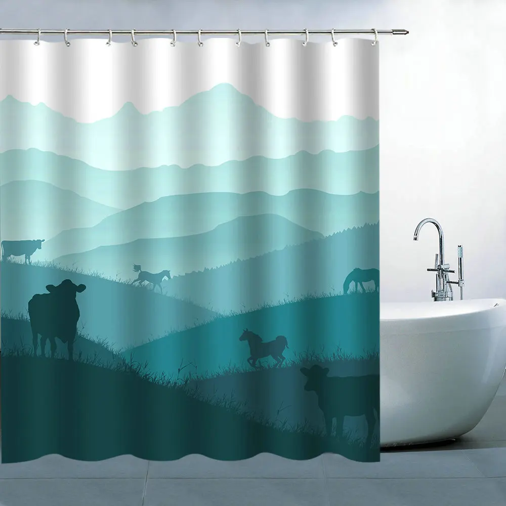 

Waterproof Shower Curtain Fresh and elegant Printed Bath Curtain Polyester Fabric Home Bath Decor Shower Curtains With 12 Hooks