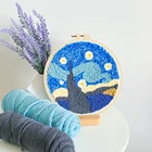 Набор для вышивания с пряжей, для начинающих, легкая вышивка, шерстяная работа, домашний декор, волшебный стежок бамбуковые обручи