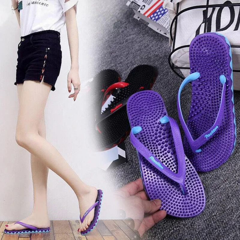 Новые летние пляжные женские шлепанцы Нескользящие массажные повседневные