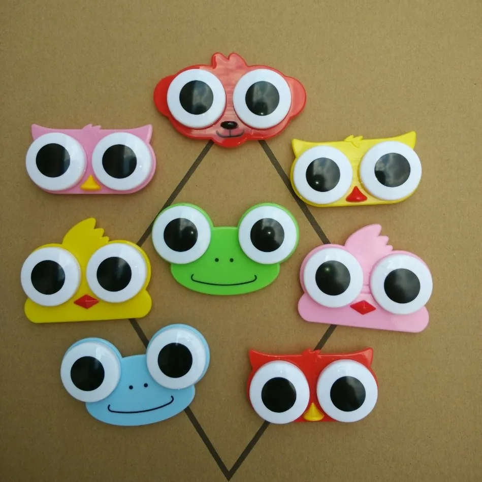 

1PC 4 Colors Sweet Cartoon 3D Big Eyes Contact Lenses Box & Case Owl Frog Animal Shape Contact Lens Case Free Shipping