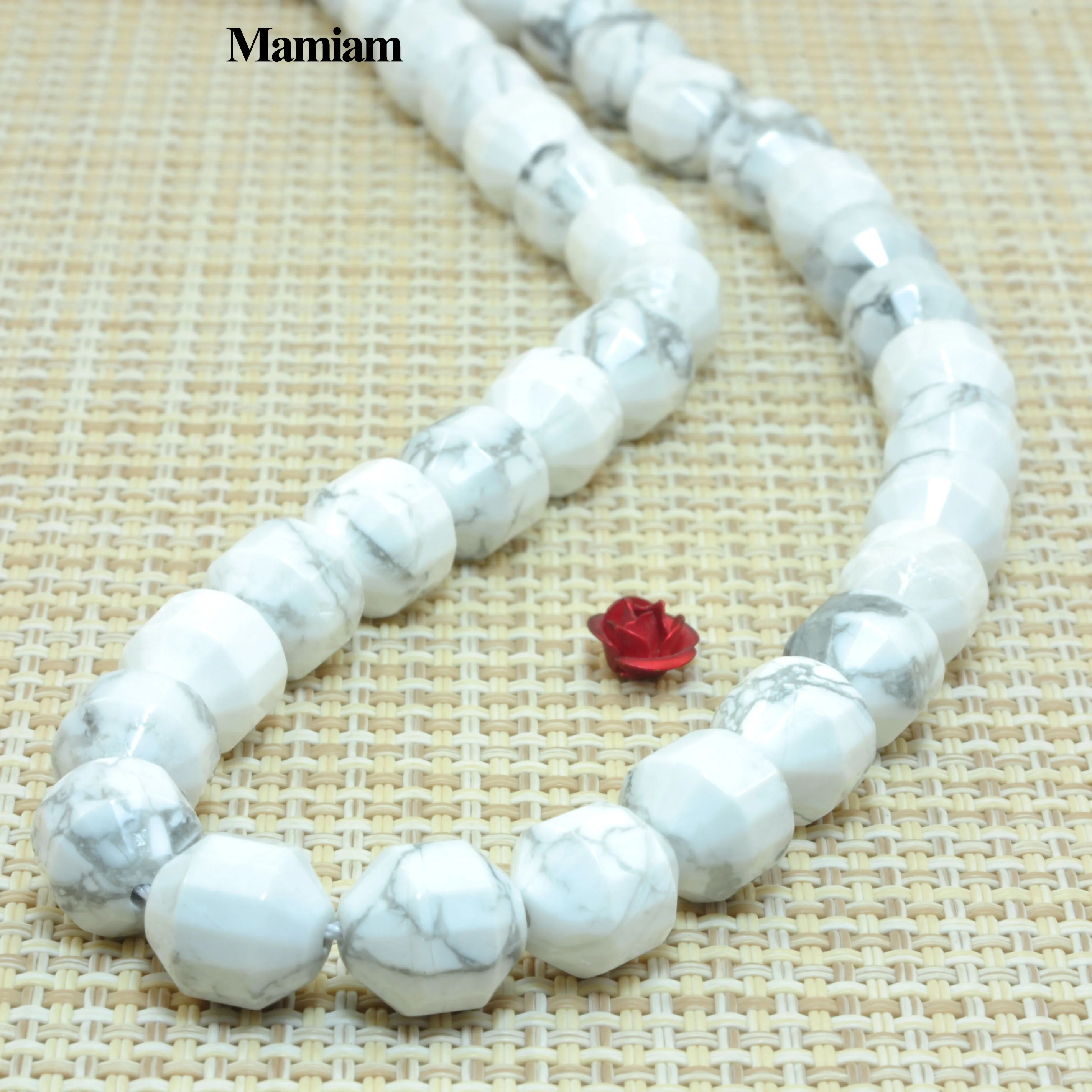 

Mamiam Natural Howlite Faceted Cylinder Charm Beads 9x10mm Loose Stone Diy Bracelet Necklace Jewelry Making Gift Design