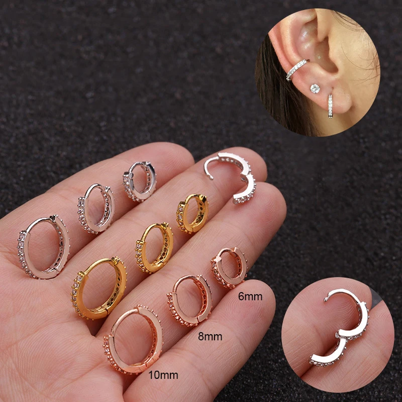

Stainless Steel Earrings Elegant Tragus Ring Vintage Zircon Piercing Body Jewelry Cartilage Earring Punk cool 6/8/10mm Nose Hoop