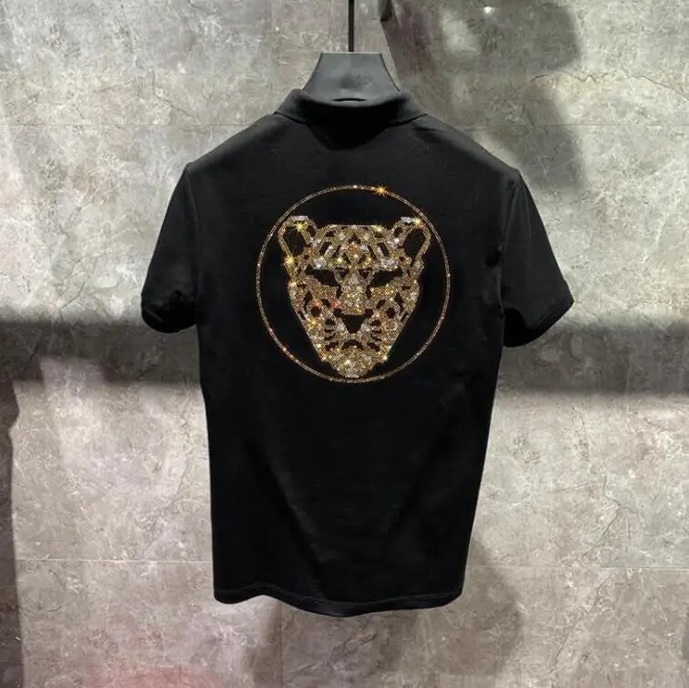 

Новинка, Стильная летняя мужская рубашка-поло с эффектом сверления, рубашка-поло стразы, мужская повседневная рубашка-поло, однотонная мужс...