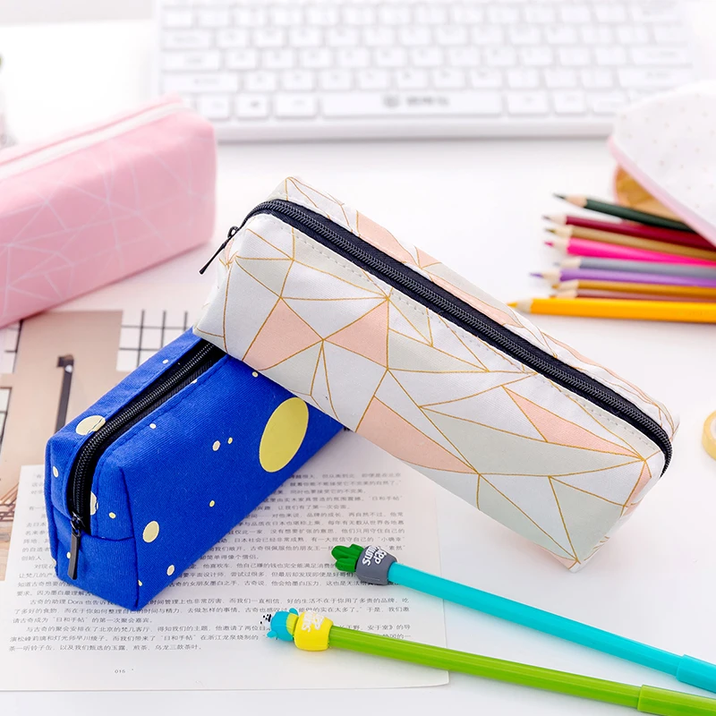 Корейский холщовый чехол для карандашей квадратная вместительная сумка ручек
