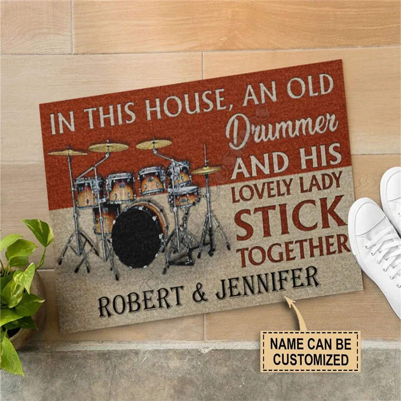 

Personalized An Old Drummer And His Lovely Lady Stick Together Doormat Non Slip Door Floor Mats Carpet Decor Porch Doormat